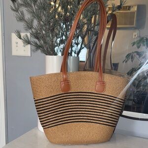Elegant Tan and Black Women's Tote Bag